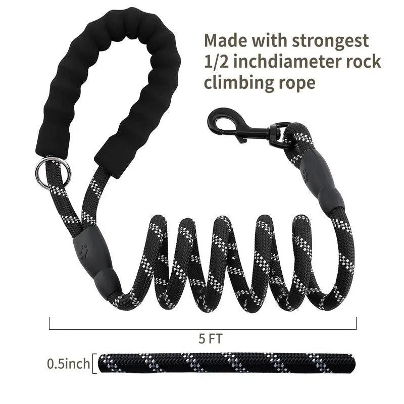5 FT Leash With Comfortable Padded Handle and Reflective Threads Tan Cress