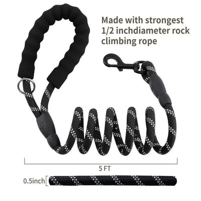 5 FT Leash With Comfortable Padded Handle and Reflective Threads Tan Cress