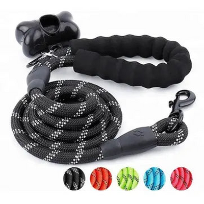 5 FT Leash With Comfortable Padded Handle and Reflective Threads Tan Cress
