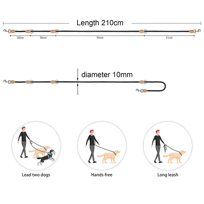 Adjustable Hands-Free Double Dog Leash, Luxury Nylon Design AliExpress