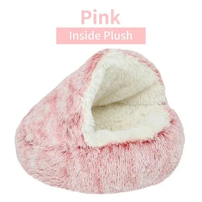2-in-1 Cozy Plush Pet Bed Nest for Cats & Dogs - Poochi Paws