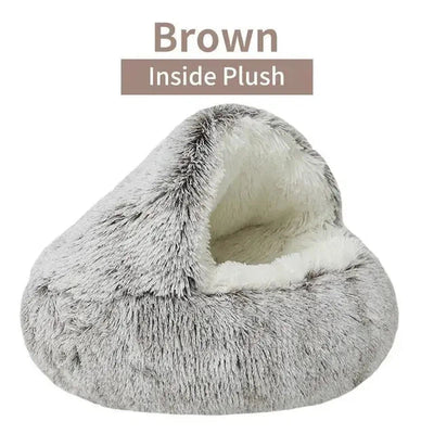 2-in-1 Cozy Plush Pet Bed Nest for Cats & Dogs - Poochi Paws