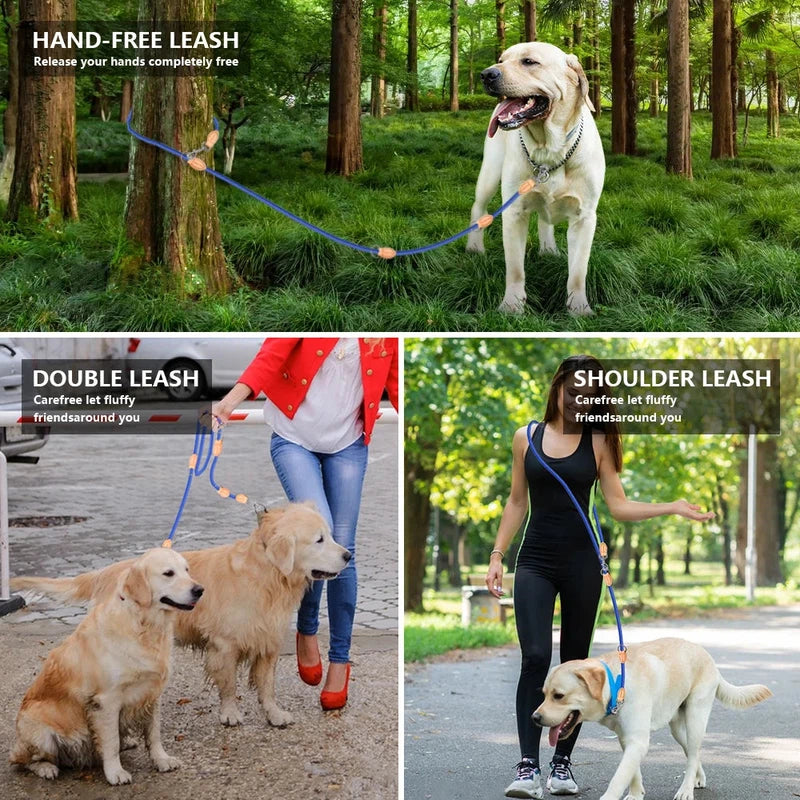 Adjustable Hands-Free Double Dog Leash, Luxury Nylon Design AliExpress