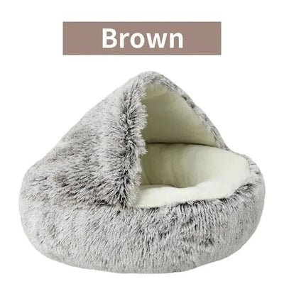2-in-1 Cozy Plush Pet Bed Nest for Cats & Dogs - Poochi Paws