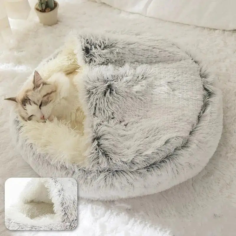 2-in-1 Cozy Plush Pet Bed Nest for Cats & Dogs AliExpress