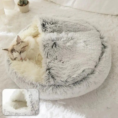 2-in-1 Cozy Plush Pet Bed Nest for Cats & Dogs AliExpress