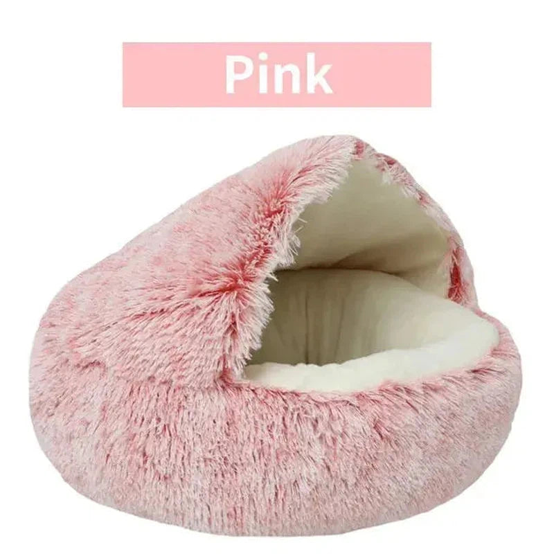 2-in-1 Cozy Plush Pet Bed Nest for Cats & Dogs - Poochi Paws