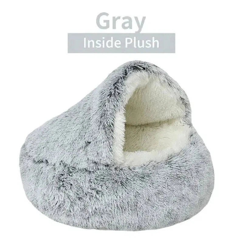 2-in-1 Cozy Plush Pet Bed Nest for Cats & Dogs - Poochi Paws