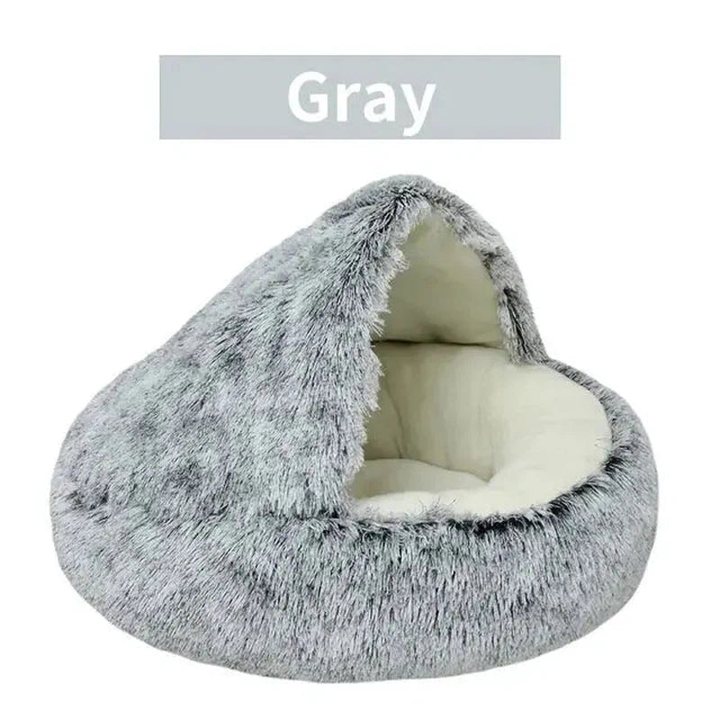 2-in-1 Cozy Plush Pet Bed Nest for Cats & Dogs - Poochi Paws