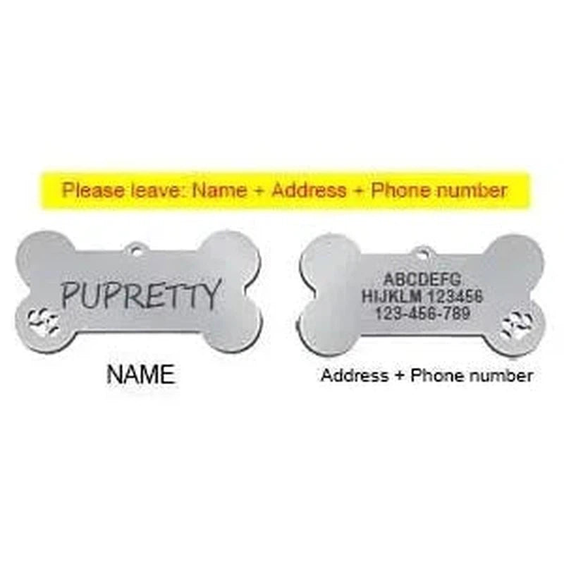 Custom Engraved Bone Shaped Pet ID Tag - Poochi Paws
