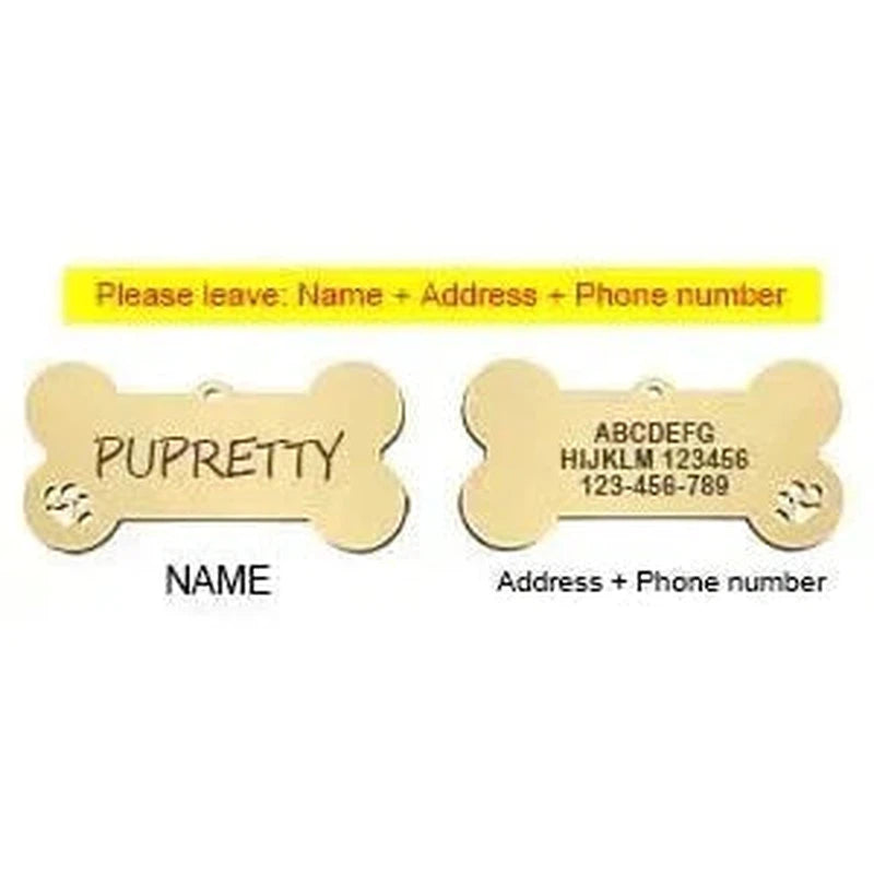 Custom Engraved Bone Shaped Pet ID Tag - Poochi Paws
