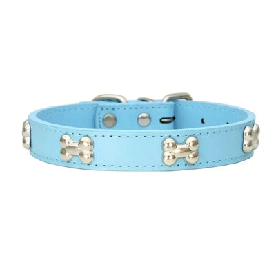 Durable Leather Bone Dog Collar - Poochi Paws