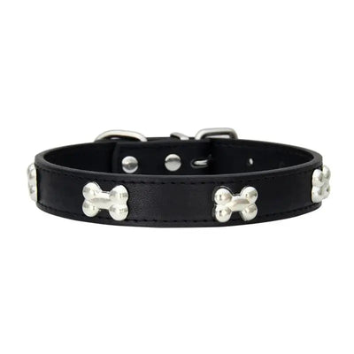 Durable Leather Bone Dog Collar - Poochi Paws
