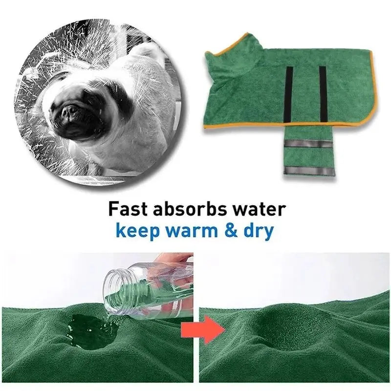 Microfiber Quick-Dry Dog Bathrobe - Poochi Paws