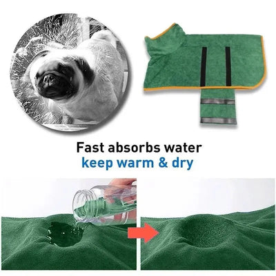 Microfiber Quick-Dry Dog Bathrobe - Poochi Paws