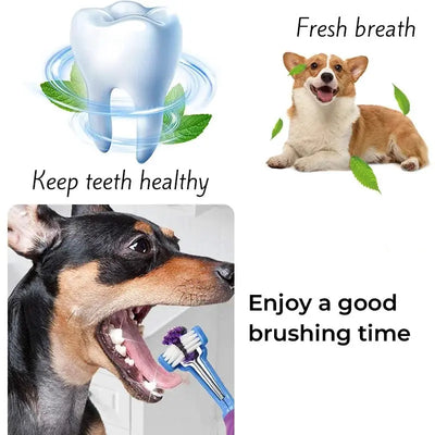 Three-Sided Pet Toothbrush - Poochi Paws